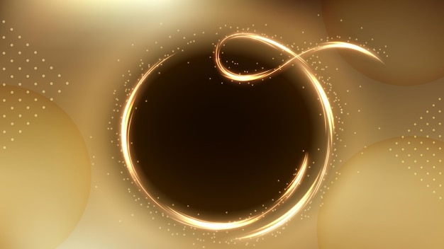 Vector golden circle trail background elegant gold light line widescreen vector illustration