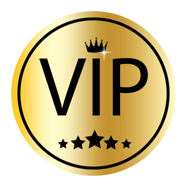 Golden circle vip sign. Premium quality, quality guarantee symbol. Star icon. Vector illustration.