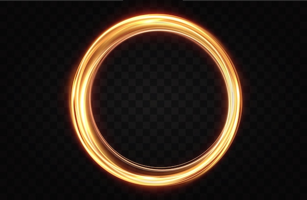 Golden circle with fire effects.Light effect.Vector