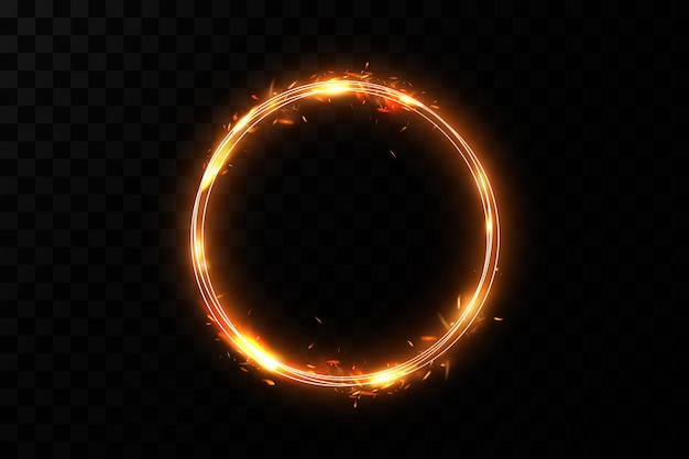 Golden circle with fire effectsLight effectVector