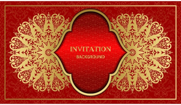 Golden classic beautiful mandala invitation card. Islamic background with mandala decoration.