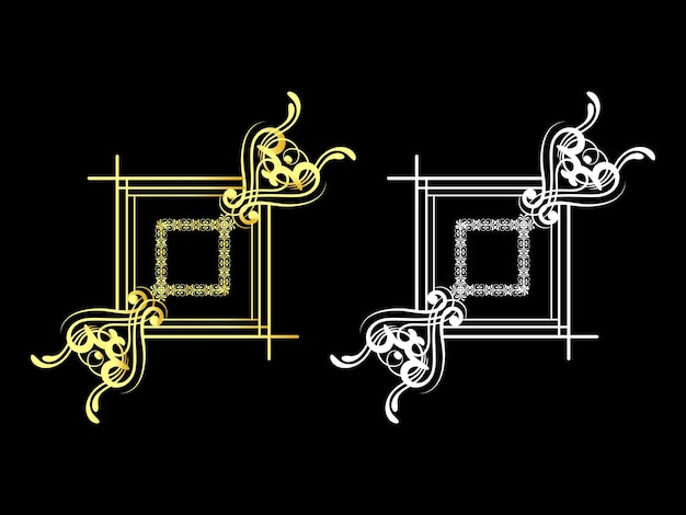 Золотая стильная рамка в стиле ар-деко, арабский антикварный декоративный золотой бордюрный орнамент
