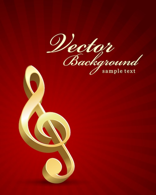 Vector golden clef inscription musical notes background