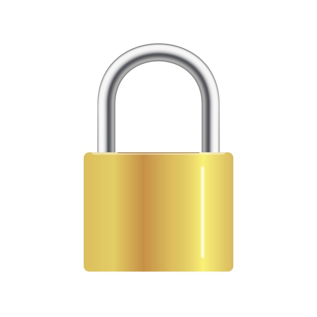 Golden closed padlock isolated on white background Vector illustrationxA