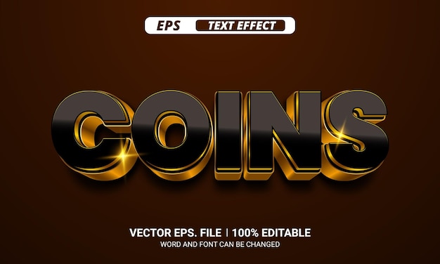 Golden coin 3d editable vector text effect