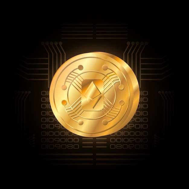 Vector golden coin of ethereum icon