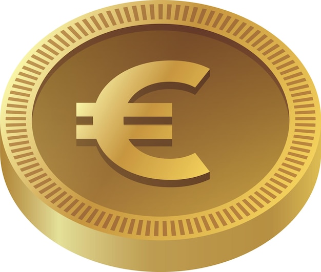 Golden coin in euro currency