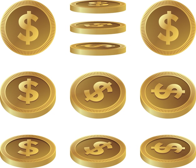 Вектор Золотая монета в долларах сша