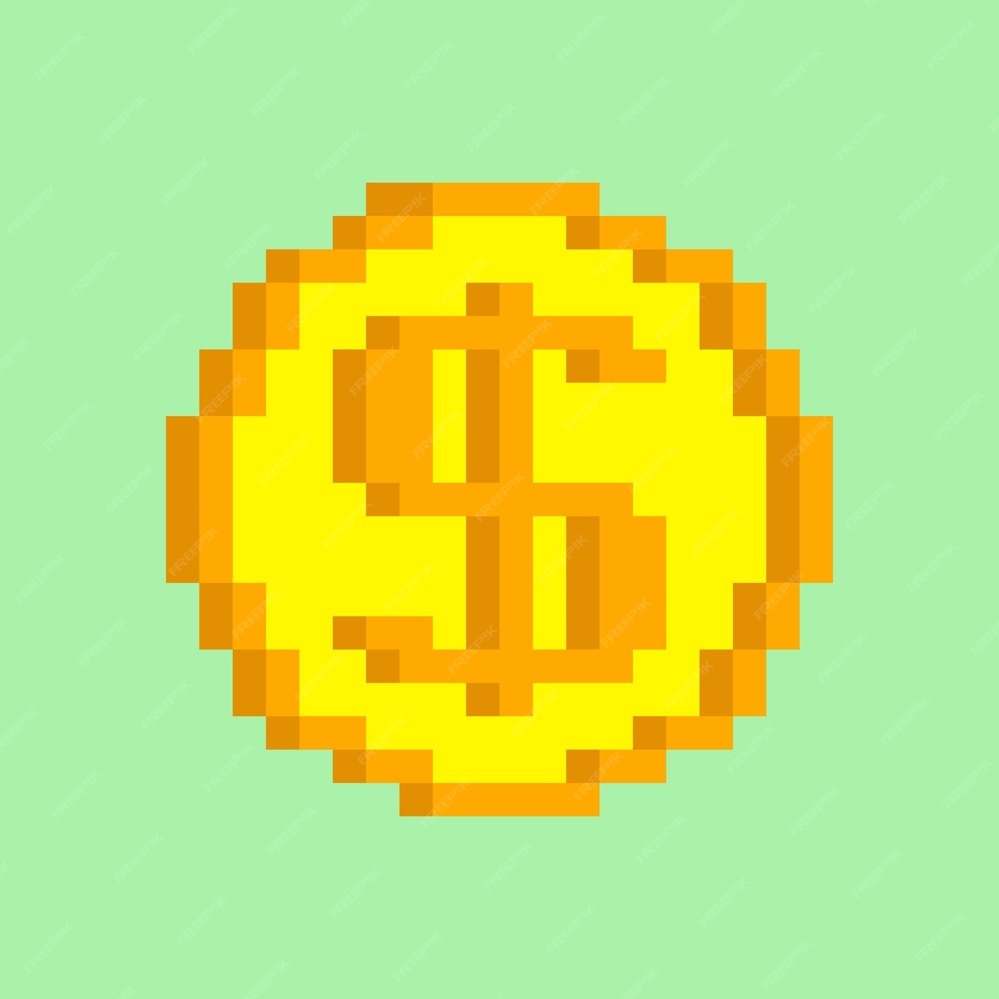 Premium Vector | Golden coin pixel art
