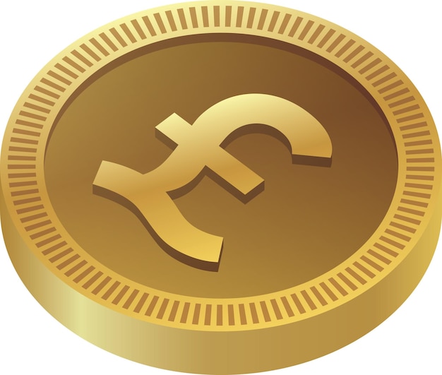 Vector golden coin in pound sterling currency