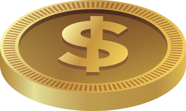 Vector golden coin in us dollar currency