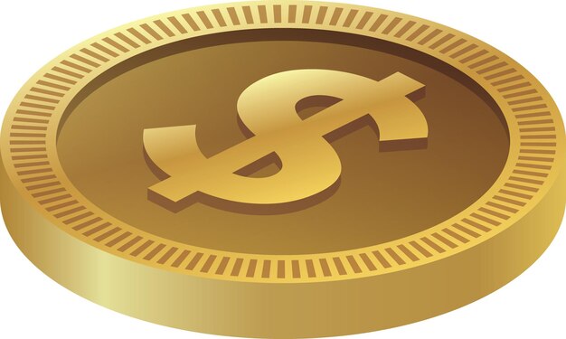 Vector golden coin in us dollar currency