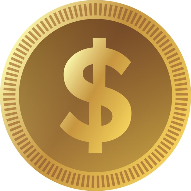 Vector golden coin in us dollar currency