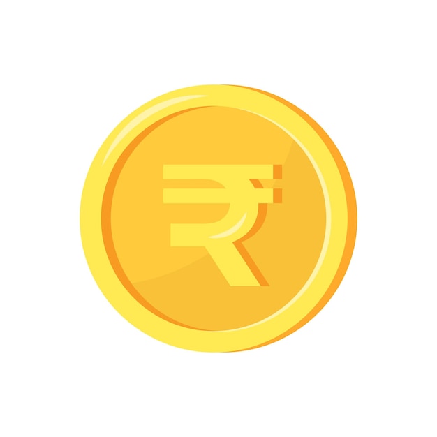 Vector golden coin with rupee sign isolated on white background vector illustration