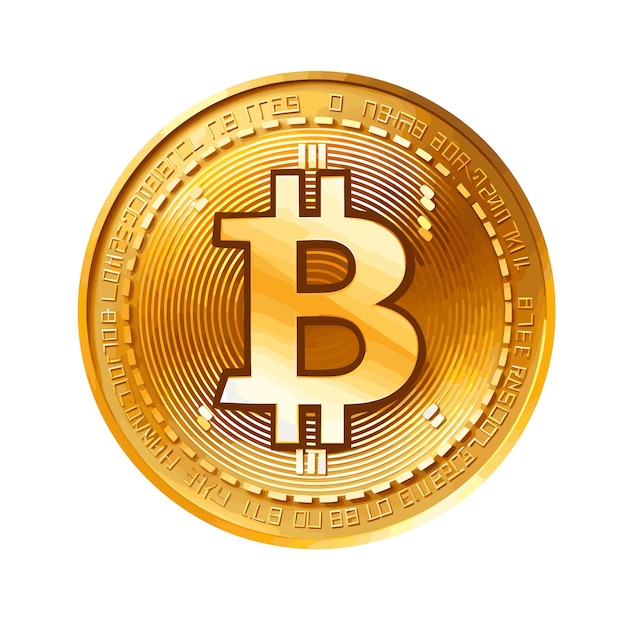 Vector golden coin with word bitcoin illustration