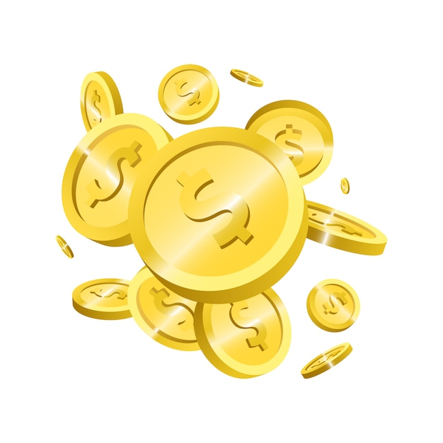 Golden coins design illustration isolated on white background