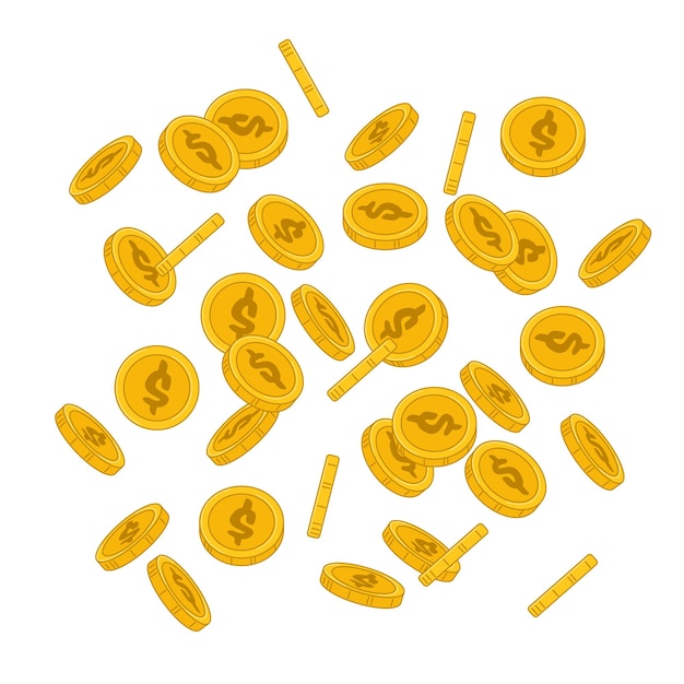 Vector golden coins falling down