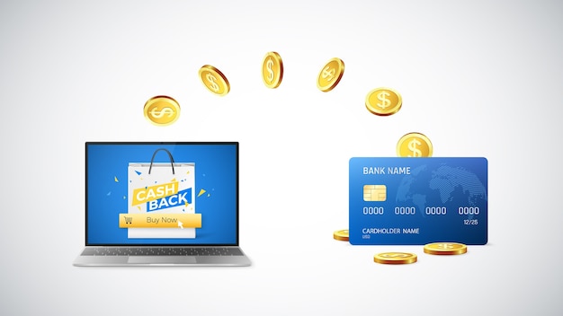 Le monete d'oro tornano sulla carta di credito dopo aver acquistato cose online con cashback