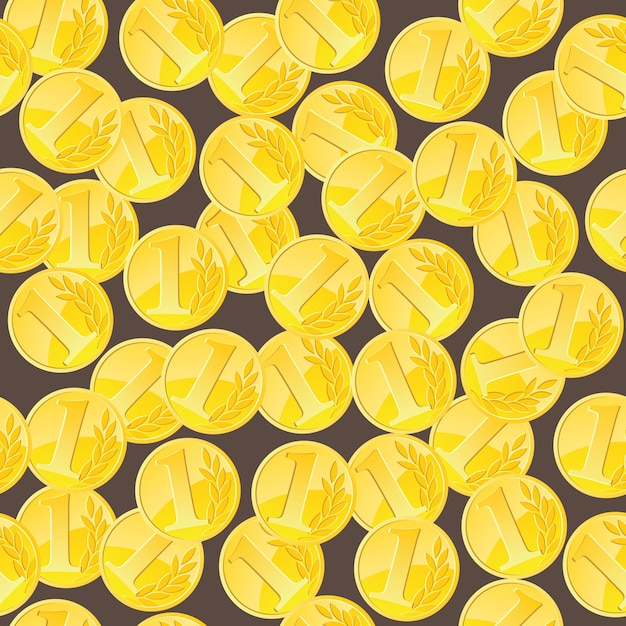 Golden coins seamless pattern