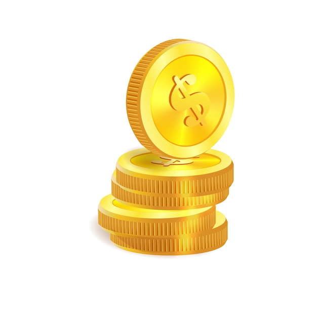 Golden coins set flat gold icon economy finance money concept wealth symbol vector illustration isol