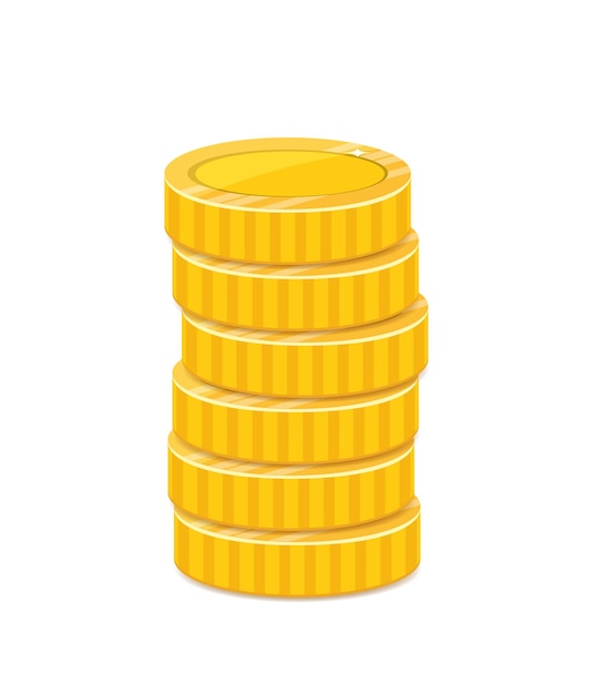 Golden coins stack metal currency realistic illustration