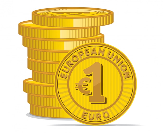 Golden coins with euro symbol
