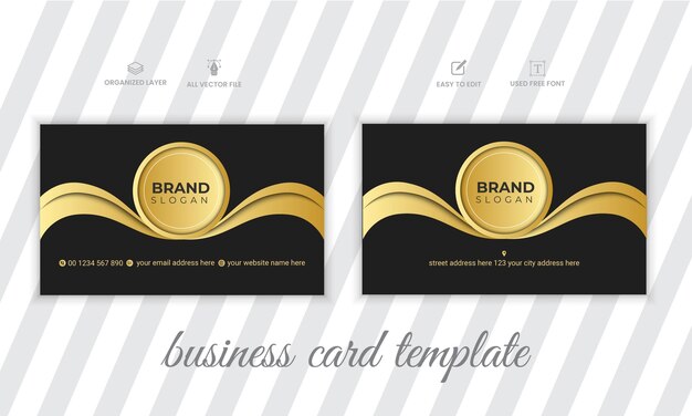 golden color and black business card