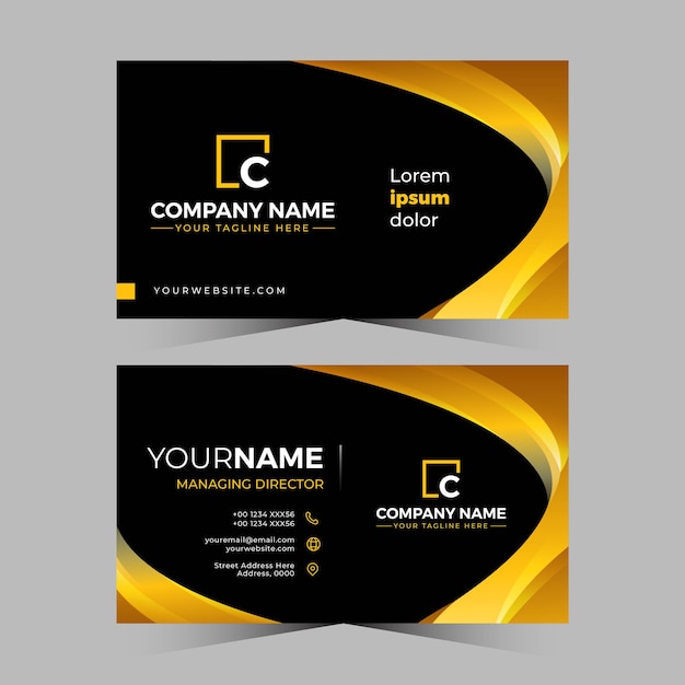 Golden color business card template