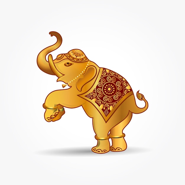 Золотой дизайн слона в приветственной позе