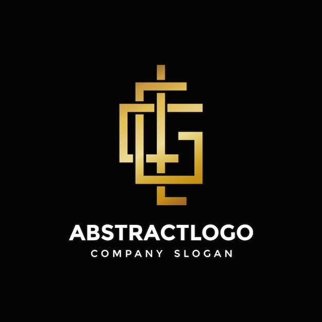 golden color GLC letter logo Icon design