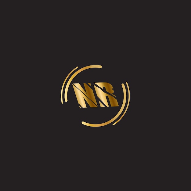 Golden Color NR Text Logo Design