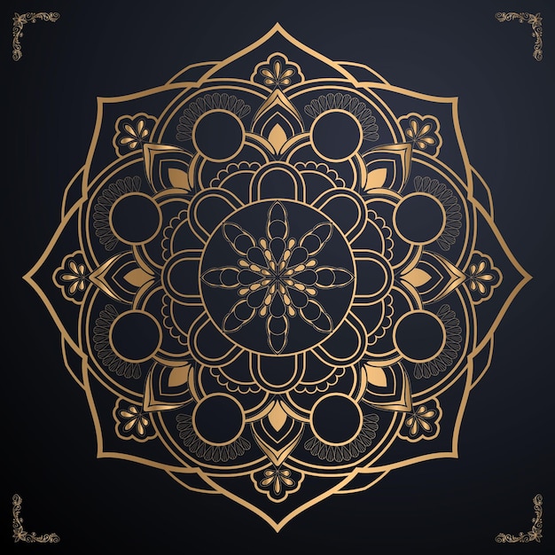 Golden color star mandala design vector file