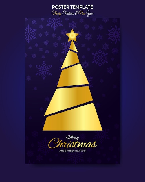 골든 컬러 트리 인사말 카드 포스터 메리 크리스마스