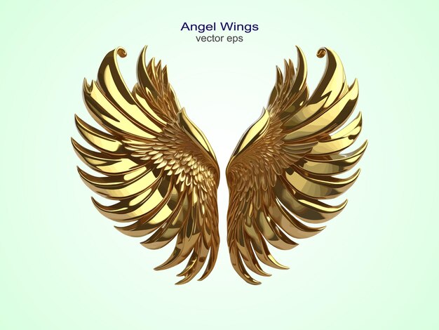 Vector golden color wings logo gold angel wings collection sticker transparent set vector background