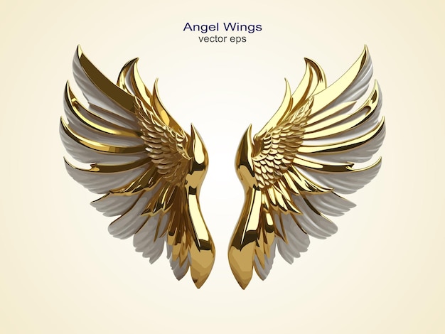 golden Color wings logo gold angel wings collection sticker transparent set vector background