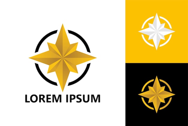 Golden compass logo template design vector