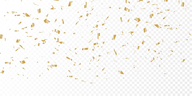 Golden confetti background on a transparent background party confetti background