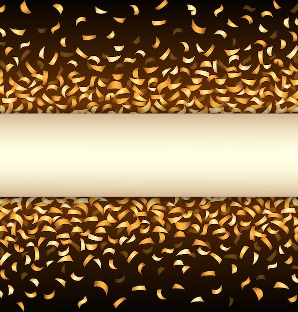 Vector golden confetti on black background