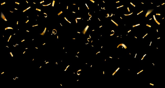 Золотые конфетти падают с неба3d металлические конфетти и лентыроскошный фонxA