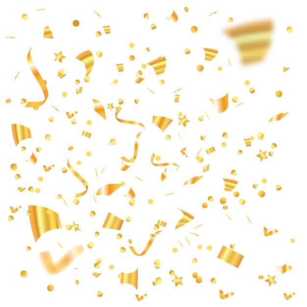 Vector golden confetti falls vector illustration party art