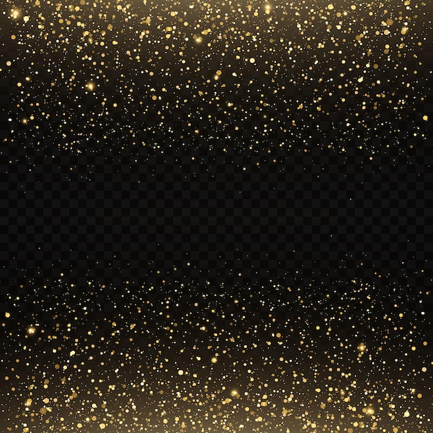 Vector golden confetti and glitter texture on a black background