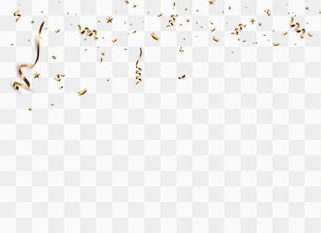 Golden confetti isolated. Festive   illustration