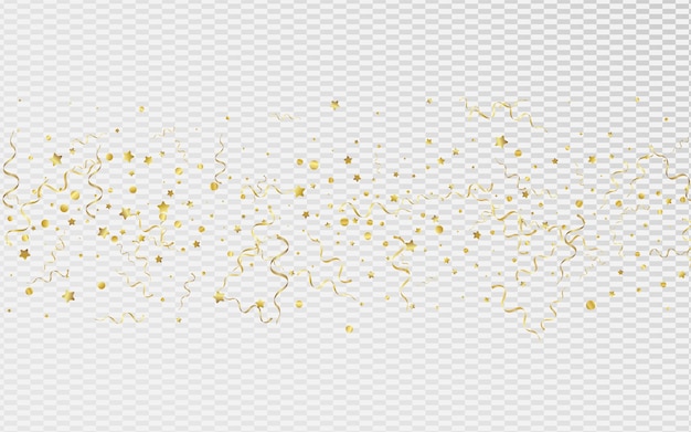 Golden confetti party transparent background