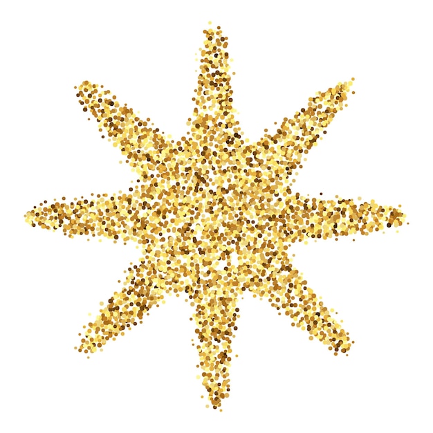 Golden confetti star Glowing dotted glitter star shape Amber particles dots sparkles design