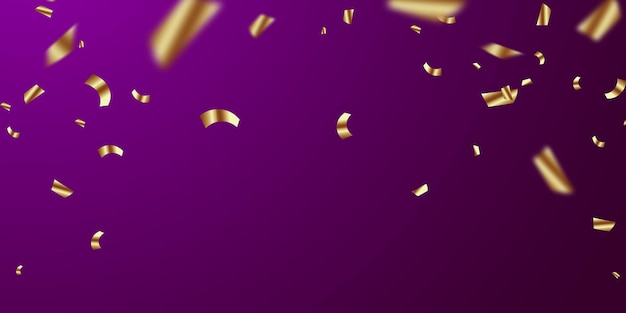 Golden confetti and zigzag ribbon falling from above streamer tinsel vector