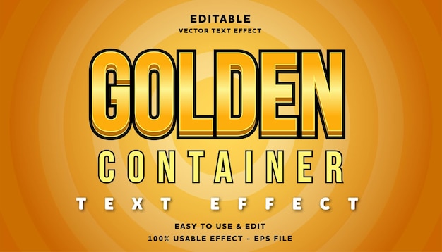 Golden container editable text effect with modern and simple style