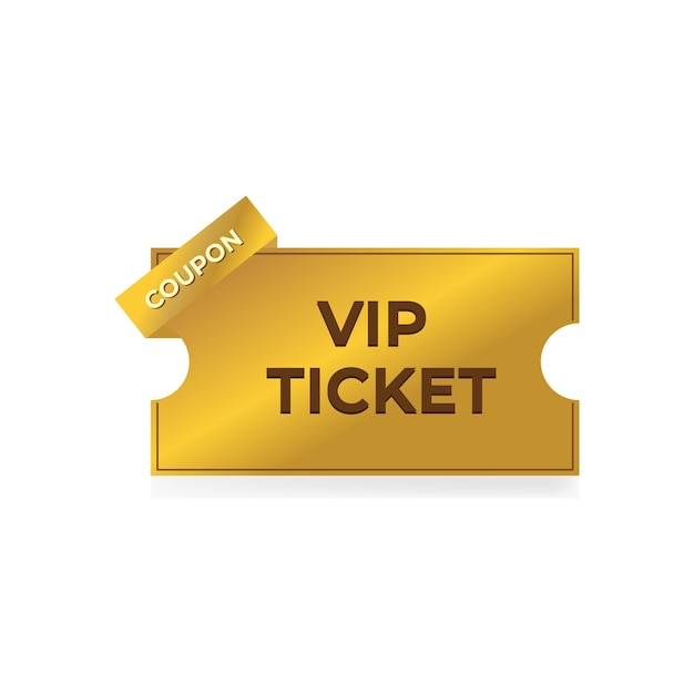 golden coupon vip ticket on white background