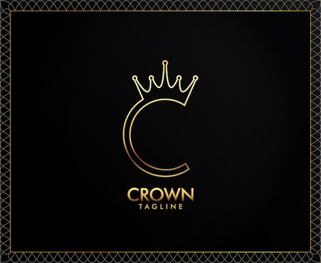 Golden crown design with c letter