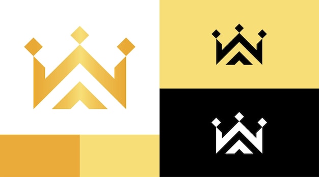 Концепция дизайна логотипа golden crown wa monogram