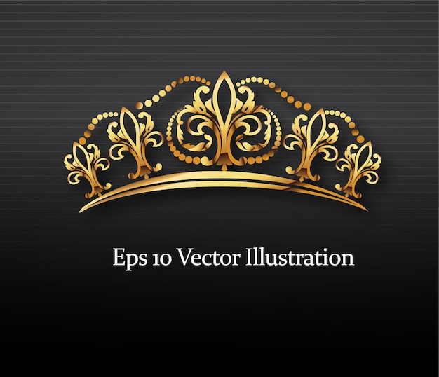 Golden crown with gradient mesh   royal template vector illustration
